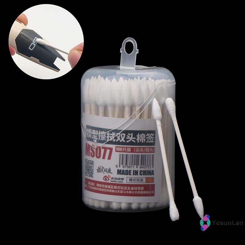 Yosunlan] 100PCS กันดั้มรุ่นงานอดิเรก DIY MS-077 Double End Cotton Swab รุ่นสอดใส่ Line เครื่องมือทําความสะอาดใหม่