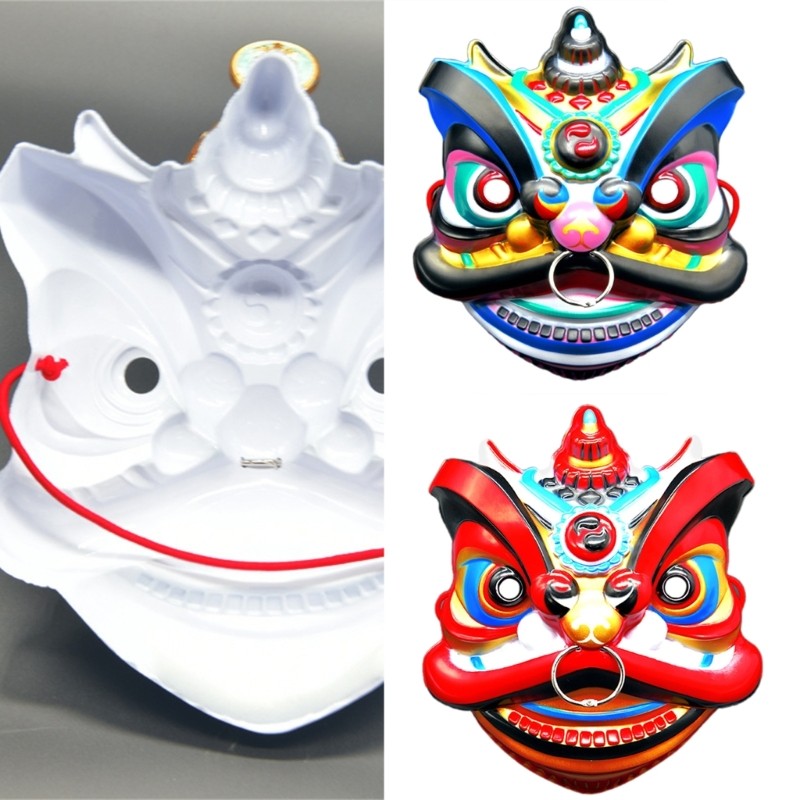 EDB * Lion Dance เครื่องแต่งกาย Theatrical Full Face คอสเพลย์ฮาโลวีนสําหรับผู้หญิงผู้ชายคอสเพลย์การถ