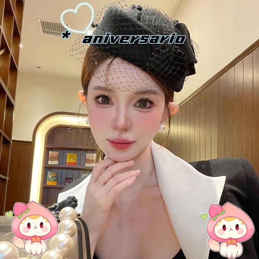 หมวกโบว์ อันเวริสอาริโอ พร้อมผ้าคลุมหน้า, หมวกนักบวชขนสัตว์แคชเมียร์อารมณ์, เจ้าสาวเลดี้หมวกอย่างเป็นทางการแบบสบาย ๆ