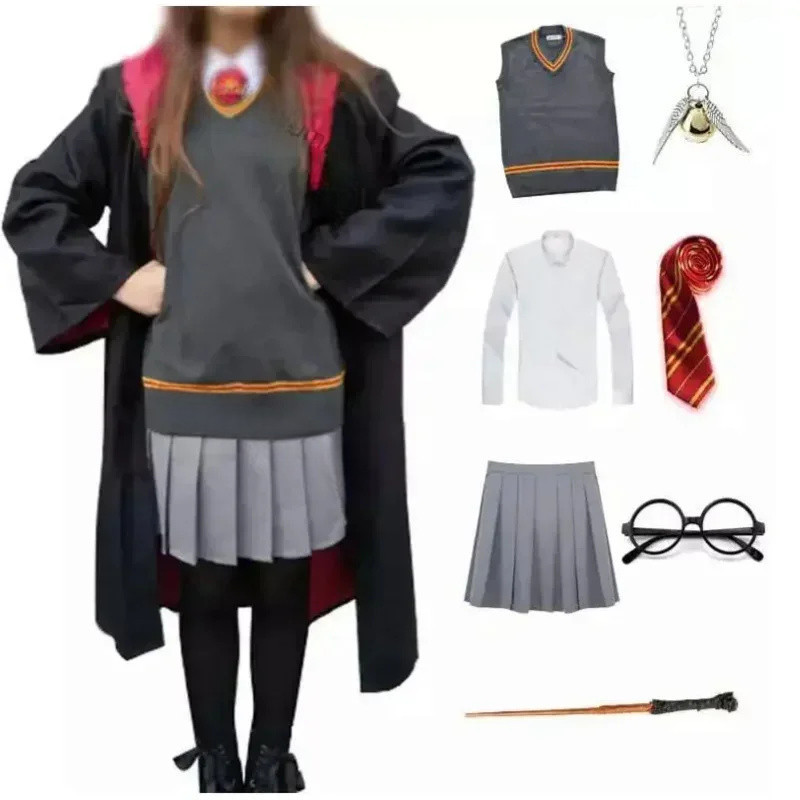 ผู้หญิงผู้สูงอายุสาวชุดนักเรียนคอสเพลย์ Hermione Granger Robe เสื้อคลุมเครื่องแต่งกาย