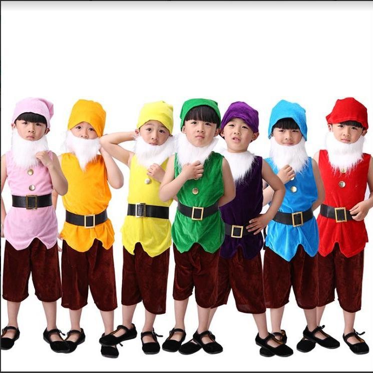 เจ็ดคนแคระเครื่องแต่งกายเด็กหิมะสีขาวเต้นรําวิทยาเขตตําราละครเจ้าชายและราชินีเครื่องแต่งกายการแสดง、七个小矮人儿童演出服白雪公主舞蹈校园课本剧王子与皇后表演服装 - รูปที่ 3