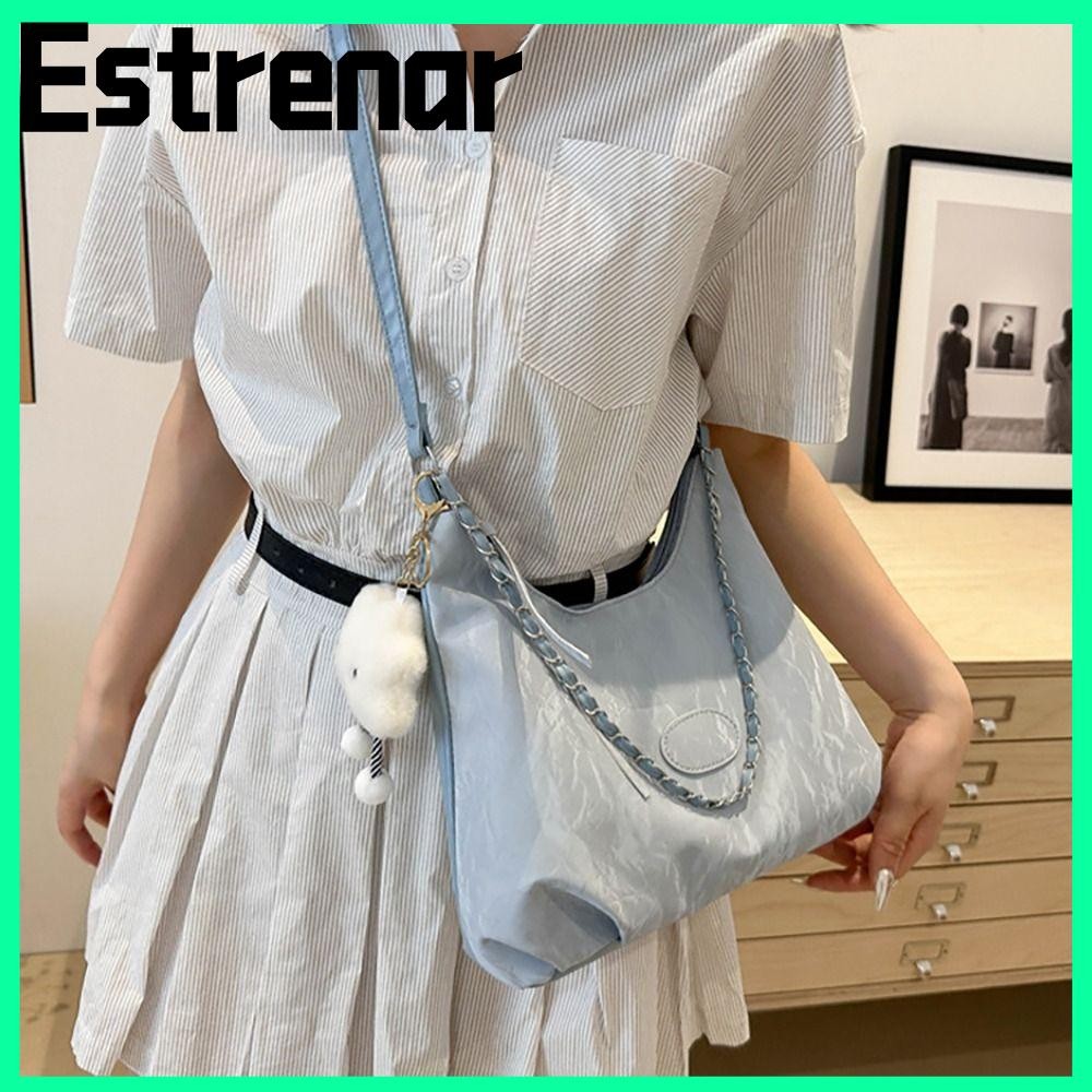 Estrenar Chain Crossbody Bag, Y2k Large Capacity PU Shoulder Bag, Fashion Casual with Free Pedant Handbag Women