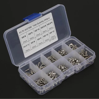 240 ชิ้น M2x6/M2x8/M2x10/M3x6/M3x8/M3x10/M3x12/M2.5x6/M2.5x8/M2.5x10 ชุดสกรู YSE
