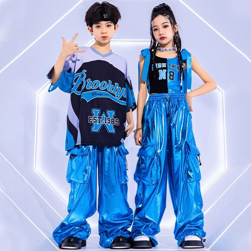 สาวแจ๊สแดนซ์เครื่องแต่งกายฮิปฮอปเด็กถนนเต้นรําเครื่องแต่งกายเด็กทอดถนนแฟชั่นสาวกลุ่มรุ่นแคทวอล์สูท11.9