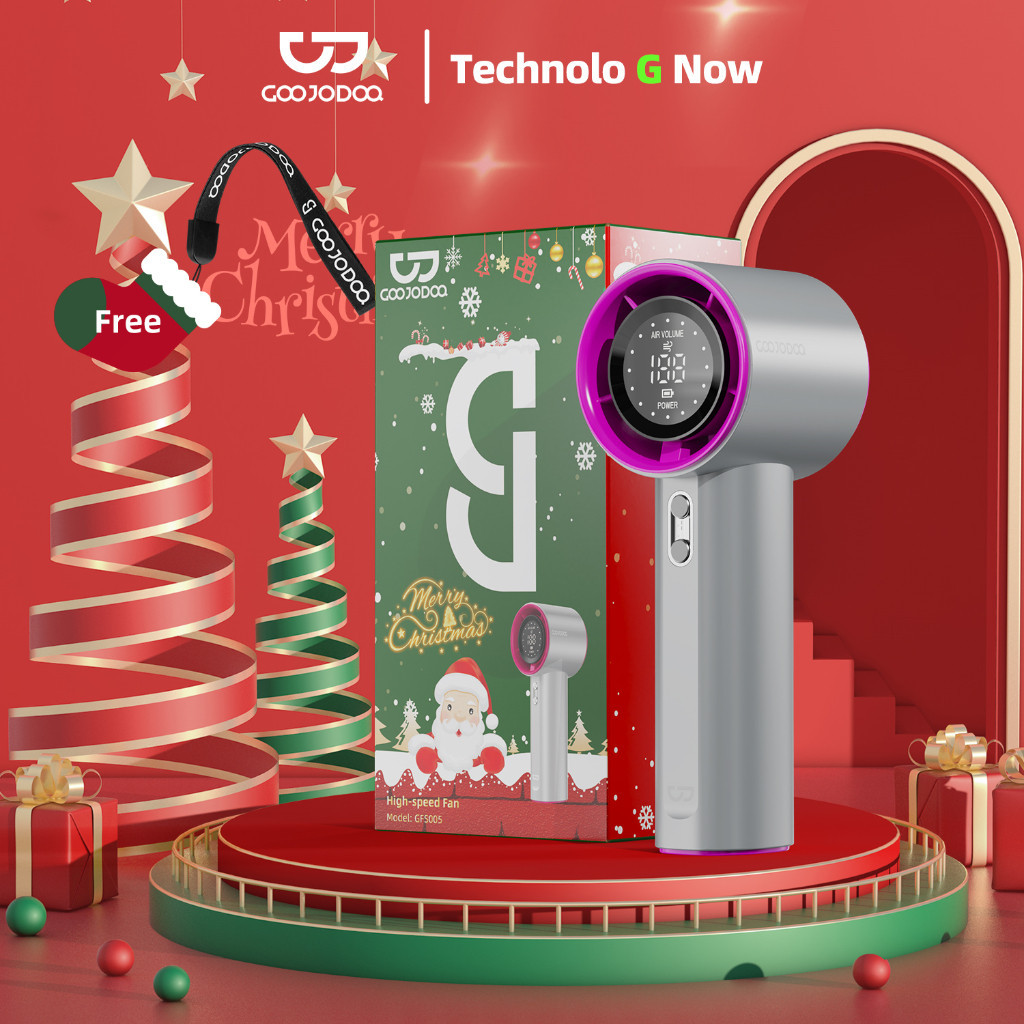 GOOJODOQ Christmas พัดลมพกพา พัดลมมือถือ ความเร็วสูง ทํางานเงียบ ปรับความเร็วได้