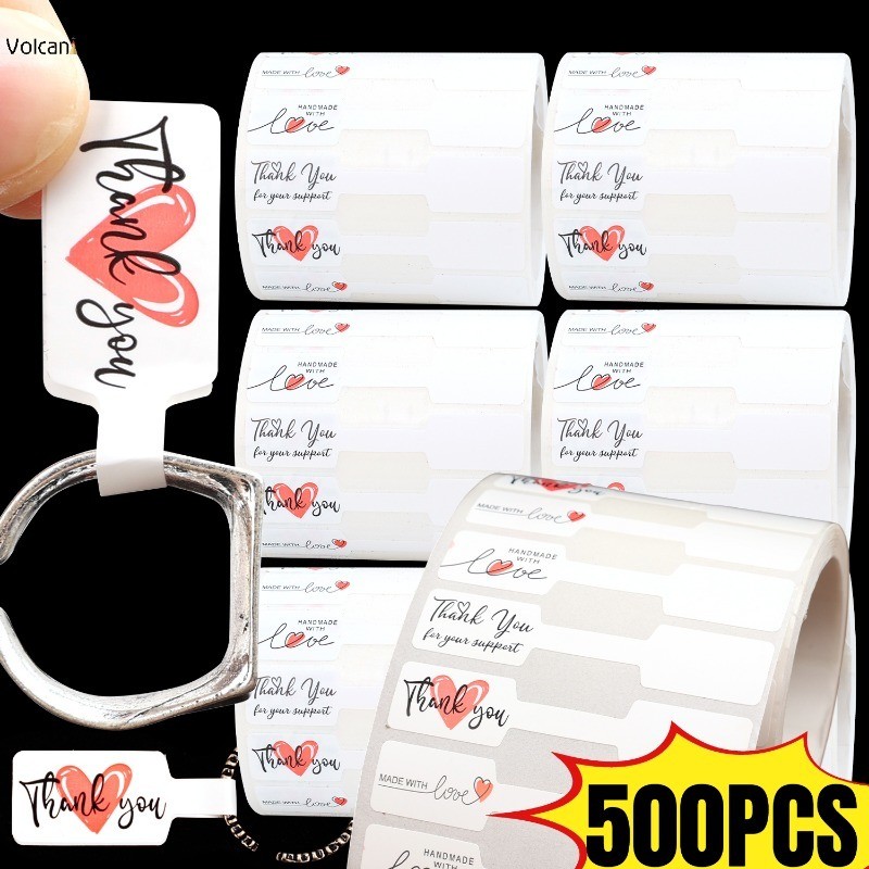500 ชิ้น/ม้วน 60*12 มม.จํานวนหัตถกรรม Hangtag สติกเกอร์กาวป้ายกระดาษสีขาวเครื่องประดับอเนกประสงค์ราคาแท็กสําหรับสร้อยคอต่างหู