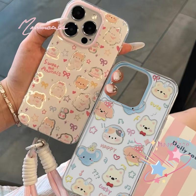 น่ารัก คิตตี้ เคสคู่ เคสไอโฟน11สำหรับ เคส IPhone 13 14 12 15 11 16 Pro Max X XR XS Max 7 8 Plus SE 2020 โปร่งใส เคส