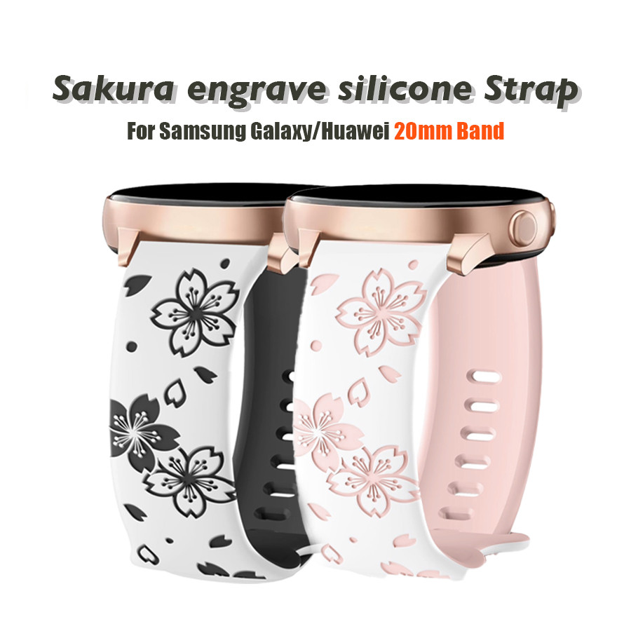 สายซิลิโคนทูโทนแกะสลักสําหรับ Samsung Galaxy Watch 7/6/5/4/Active 2 40มม. 44มม./นาฬิกา 5 Pro 45มม./นาฬิกา 3 41มม. สายรัด