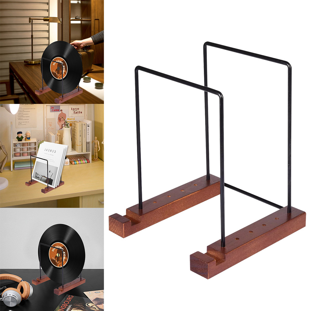 BrighthorRecord Holder Stand Tabletop Wooden Record Holder Vinyl Storage Album Storage Rack