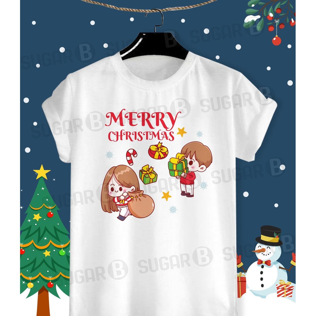 เสื้อยืดวันปีใหม่ Merry Christmas & HNY 2025 ผ้า TK ใส่สบาย สีสันสดใส ไม่ยืดไม่ย้วย