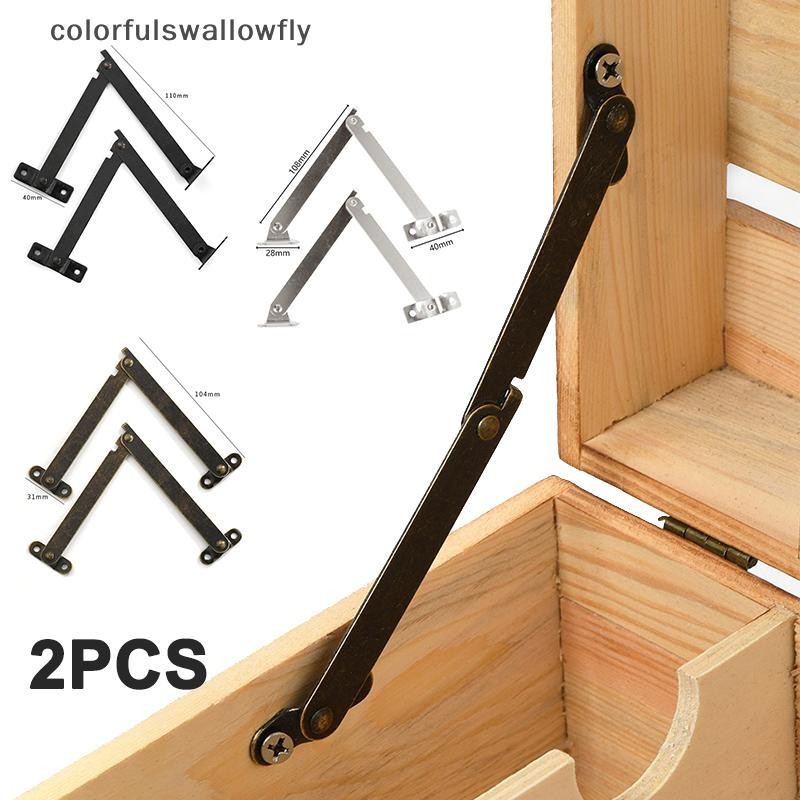 สีสันswallowfly 2 ชิ้นฝาปิดบานพับสนับสนุน Stay Antique Bronze เหล็กตกแต่งบานพับกล่องเฟอร์นิเจอร์ COD