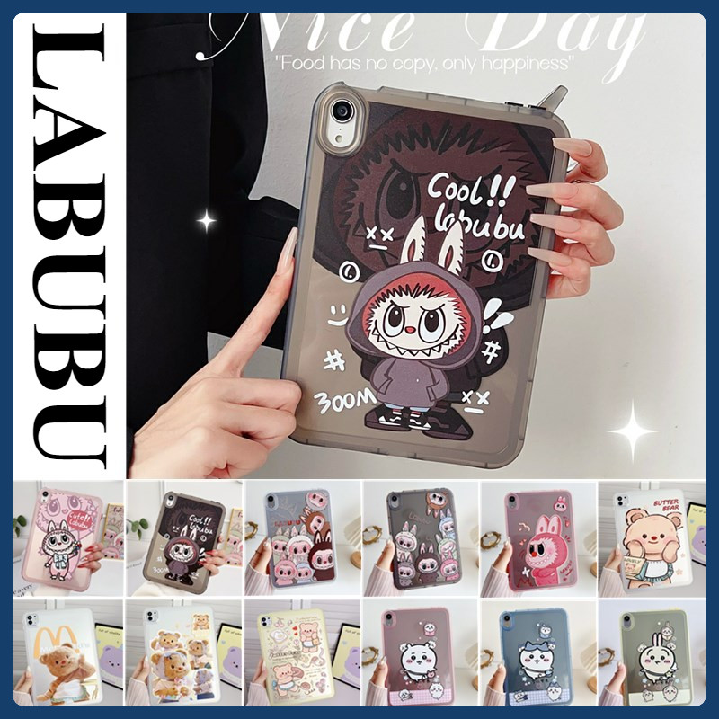 Labubu Butter Bear สําหรับ iPad Mini 1 2 3 4 5 6 7 Air 7th 8th 9th 10th 2024 9.7 "10.2" 9.7" 2017 2018 การ์ตูนอะนิเมะสี่มุมหนา Anti-Fall Case Cover