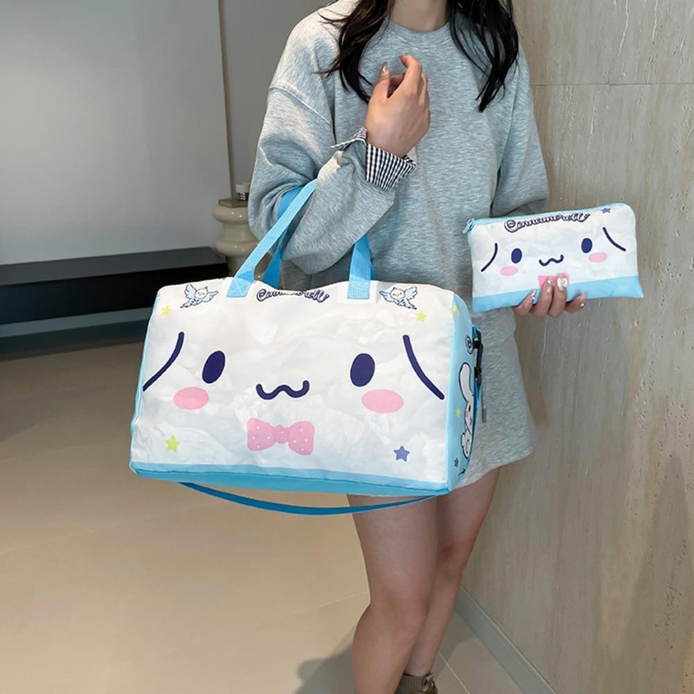 Back2life Hangyodon กระเป๋าดึงสั้น, My Melody Cinnamoroll Pochacco กระเป๋าเดินทางแบบพับได้, แมวคิตตี้หวานความจุขนาดใหญ่กันน้ํา Kuromi กระเป๋าเดินทางกระเป๋าถือเดินทาง