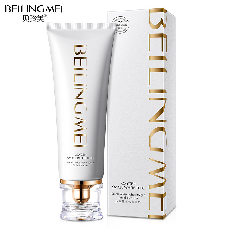 Beilingmei White Tube Oxygen Facial Cleanser ทําความสะอาดอ่อนโยนรูขุมขนหดตัวผลิตภัณฑ์ดูแลผิว Sensiti