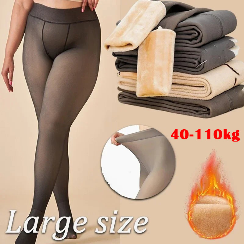 Thicken Tights สําหรับผู้หญิงฤดูหนาวความร้อนขนแกะเรียงราย Pantyhose Plus ขนาดเอวสูงเซ็กซี่โปร่งแสง Slim ความร้อนกางเกงขายาวผู้หญิง
