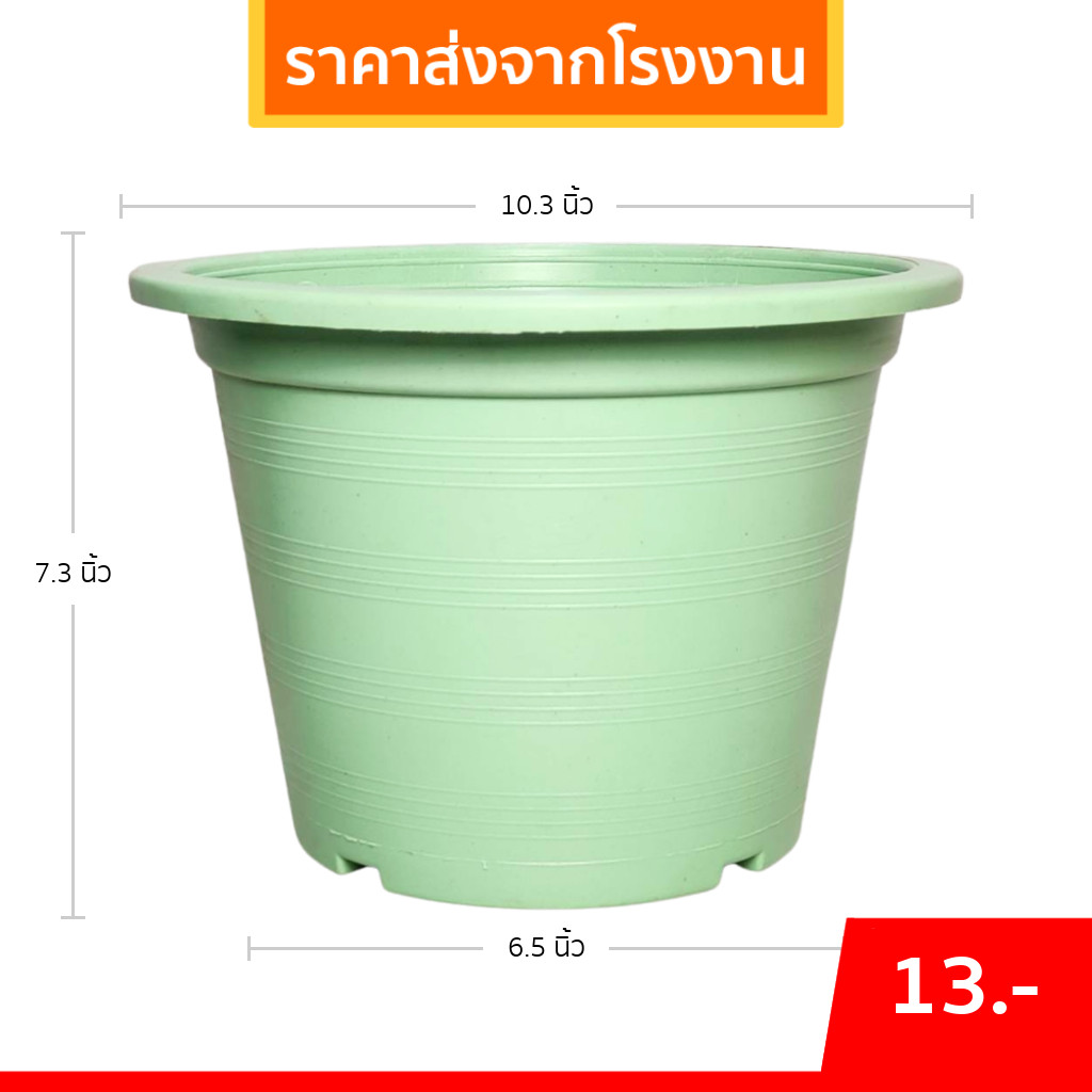 กระถาง กระถางต้นไม้ กระถางพลาสติก เบอร์ 11 10 นิ้ว สีเขียว สีอิฐ สีทอง สีชมพู สีเหลือง Bundle 50 ใบ ชิ้น อัน