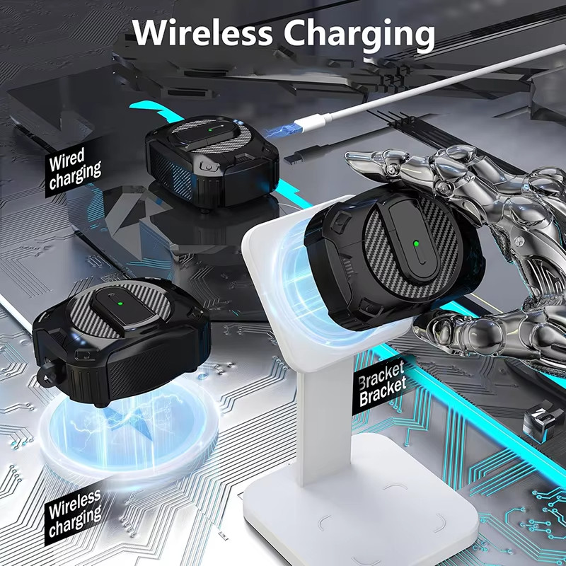 ล็อคความปลอดภัยเกราะสําหรับ แอร์พอด 4 กรณี มือโปร 2 กรณีสนับสนุนไร้สายชาร์จป้องกันกันกระแทกหูฟังสําหรับ แอร์พอด 1 2 3 4 กรณี - รูปที่ 3