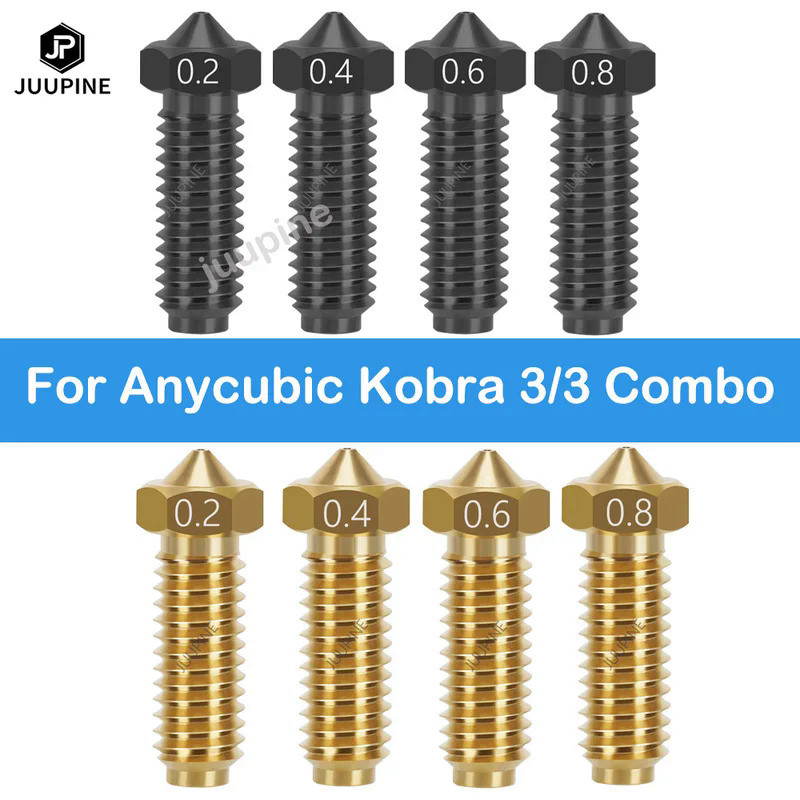 For Anycubic Kobra 3 Combo Hotend Nozzle 0.2 0.4 0.6 0.8 Hardened steel Brass Nozzle For Anycubic Ko