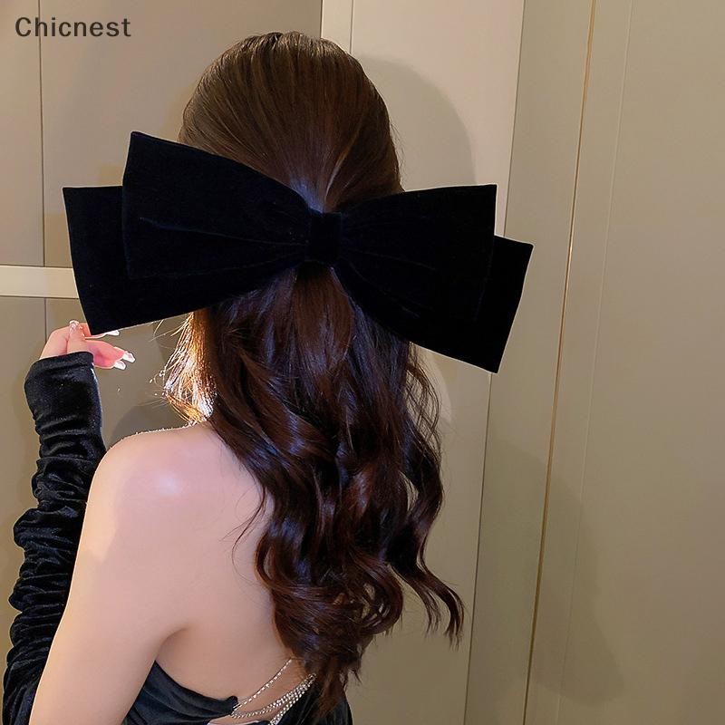 [Chicnest] กิ๊บติดผมโบว์ขนาดใหญ่ใหม่สําหรับผู้หญิงกํามะหยี่ Bowknot Headwear Hairpin อุปกรณ์เสริมผม Boutique