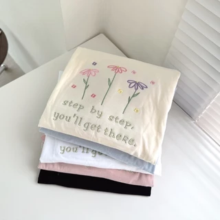 COD✅ (ส่งจากกรุงเทพ)BOOM Shop Flower step by step เสื้อโอเวอร์ไซต์ oversize เสื้อยืดผ้าคอตตอน cotton