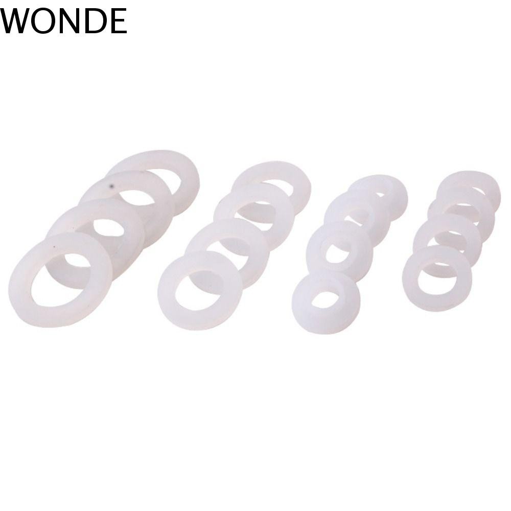 Wonde 100 ชิ้นโอริงซีลแหวนเครื่องซักผ้า,ซีลเกรดอาหารซิลิคอนปะเก็นแบน,สีขาวทนอุณหภูมิสูงซิลิโคนอ่อนนุ่ม O-Ring ก๊อกน้ําประปาปะเก็น Spacer