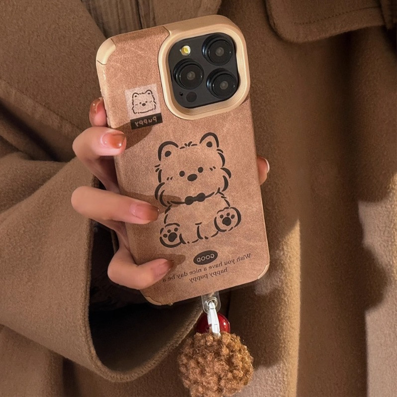 Iphone 16 15 14 13 12 11 Pro Max X XR XS Max 7 8 Plus INS น่ารักการ์ตูนลูกสุนัขฤดูใบไม้ร่วงและฤดูหนาวเคสโทรศัพท์ปกอ่อน