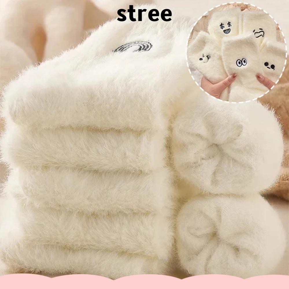 Stree Mink Velvet Socks, Cotton Thicken Plush Sock, Fashion Warm Sleeping Fluffy Floor Socks Girls