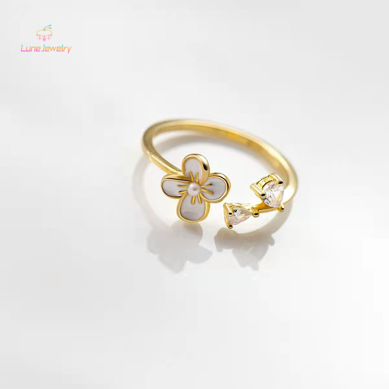 COD💖แหวนดอกไม้อ่อนโยน อารมณ์ความงามหวานเปิดแหวน-Lune