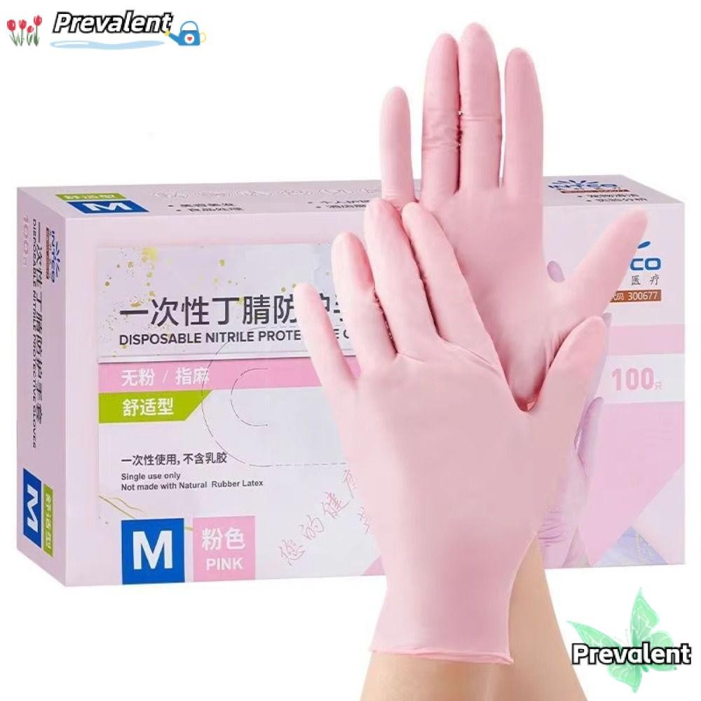 Preva 50/100PCS ถุงมือยางแบบใช้แล้วทิ้ง,หน้าจอสัมผัสถุงมือไนไตรล์สีชมพูนุ่มพิเศษ,ถุงมือทําความสะอาดในครัวเรือนกันน้ําถุงมือครัว