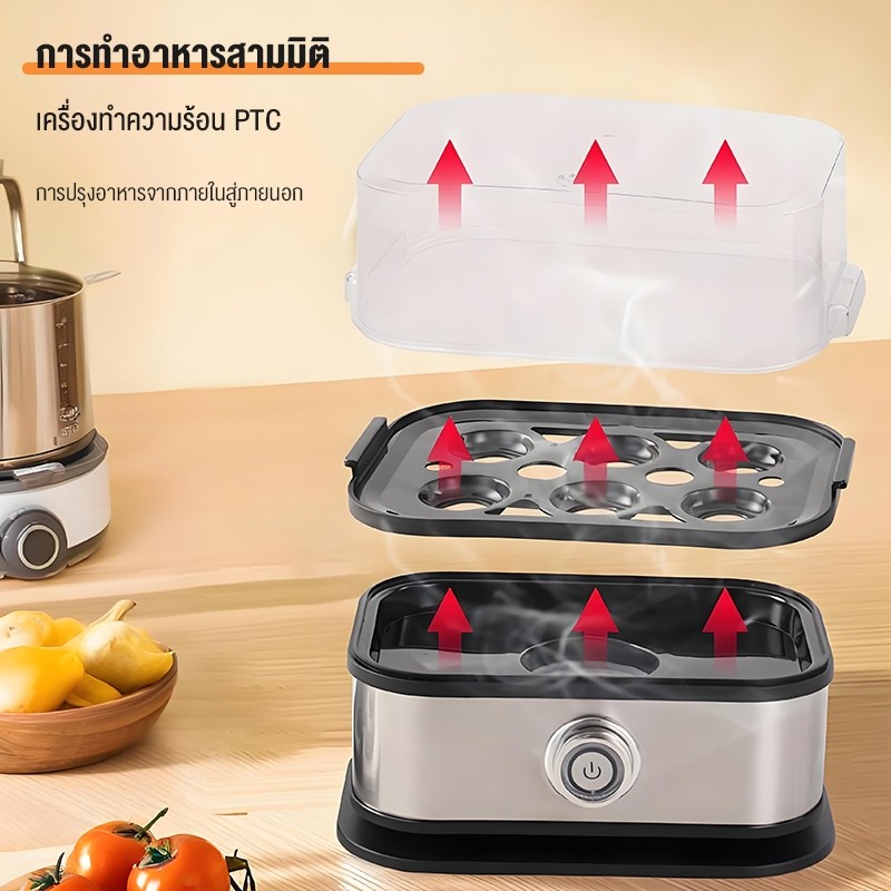 LENODI เครื่องลวกไข่ ที่ตอกไข่ ต้มไข่ไม่ต้องจับเวลา ไข่ลวก ไข่ยางมะตูม ไข่ต้ม ทำได้ง่ายๆ เครื่องต้มไข่ เครื่องต้มไข่ไฟฟ้ - รูปที่ 4