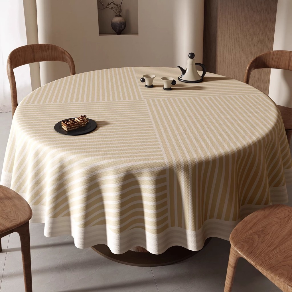 ผ้าปูโต๊ะทรงกลมสไตล์วาบิ-ซาบิ กันน้ำ กันน้ำมัน ทนความร้อน ไม่ต้องซัก ผ้าปูโต๊ะสำหรับโต๊ะอาหาร โต๊ะกาแฟ ผ้าคลุมโต๊ะกลม - รูปที่ 6