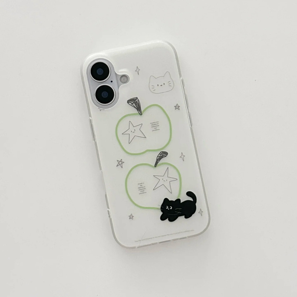 สีเขียว Apple Black Cat IMD สองชั้นเหมาะสําหรับ Apple 16/15promax เคสโทรศัพท์ 14/13/12/XR เคสแข็ง XSmax เคสโทรศัพท์หญิง