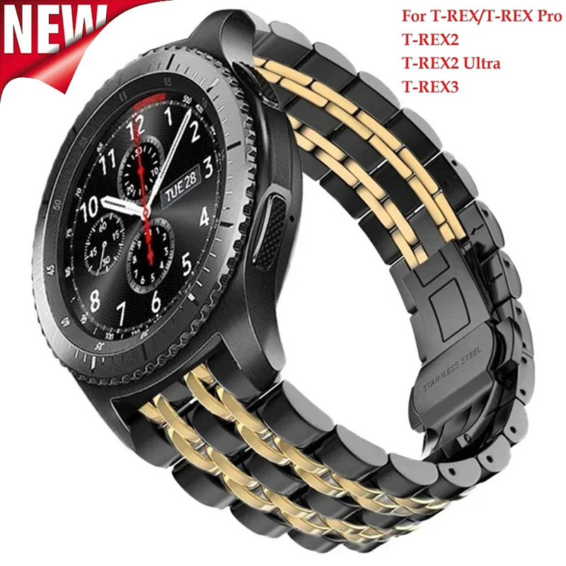 สายสแตนเลสโลหะสําหรับ amazfit t-rex 3 สมาร์ทวอท์ชสําหรับ amazfit t rex 2 สายรัดข้อมือสําหรับ amazfit t-rex สร้อยข้อมือโลหะอุปกรณ์เสริม