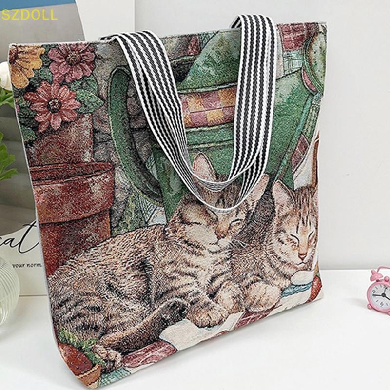 [cxSZDOLL] กระเป๋าถักปักลายย้อนยุคแฟชั่นกระเป๋าสะพายไหล่กระเป๋าผ้าสไตล์ชาติพันธุ์ DOM