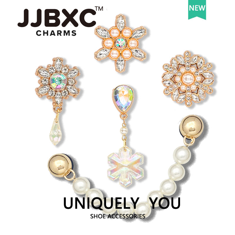 JJBXC cross จิบบิท โลหะเพชรไข่มุก หัวเข็มขัดแฟชั่น จิ๊บบิท ตัวติดรองเท้า cross