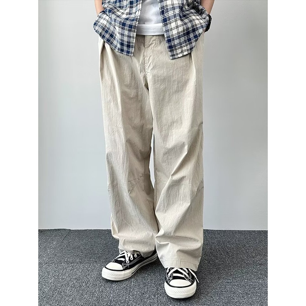 Solid Color Loose Simple Slacks Men's Fashion Straight Wide-Leg Pants Men