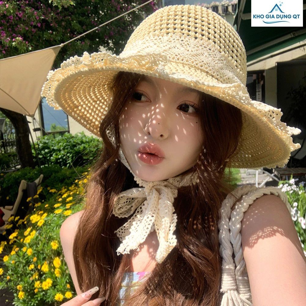 หมวกแฟชั่นชายหาด (P0300GDQT) หมวกกันแดดปีกกว้าง (P0300GDQT)