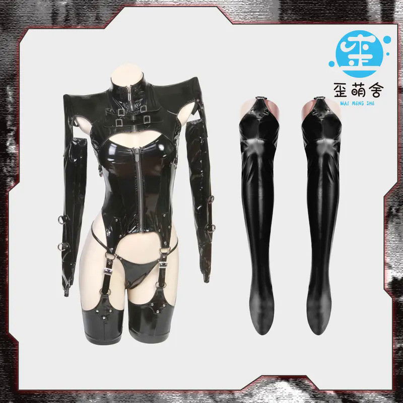 QY YoRHa 2B Cosplay Black Battle Suit Cos Anime NieR Cosplay Costume Leather Set Hot Sexy Lingerie B
