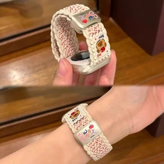 Y2k ฤดูร้อนสไตล์หมีแม่เหล็กสายรัดไนลอนสําหรับ Xiaomi Redmi นาฬิกา 6 5 4 Active Smartwatch สร้อยข้อมือ Redmi นาฬิกา 5 Lite น่ารักถัก Band