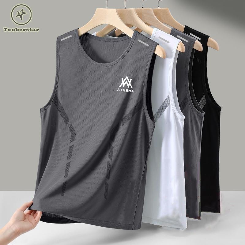 Taoberstar Mens Vest Breathable การออกกําลังกายการฝึกอบรม Quick-Drying แขนกุด