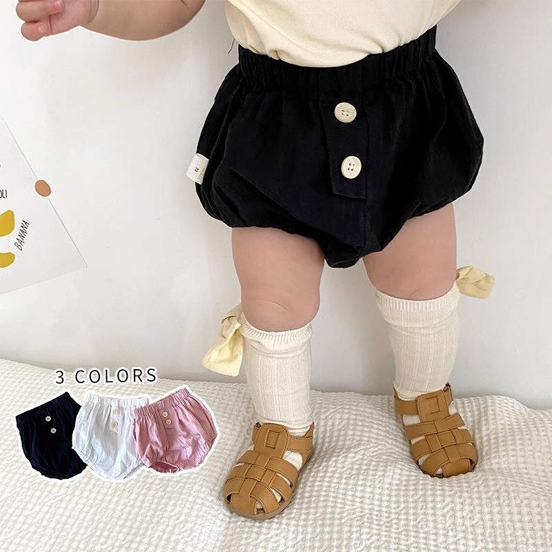 แฟชั่นฤดูร้อนสําหรับเด็กทารก: กางเกง PP ขนาดใหญ่สีทึบ Unisex กางเกงขาสั้นสามเหลี่ยมสไตล์หลวมน่ารักสําหรับสวมใส่กลางแจ้ง