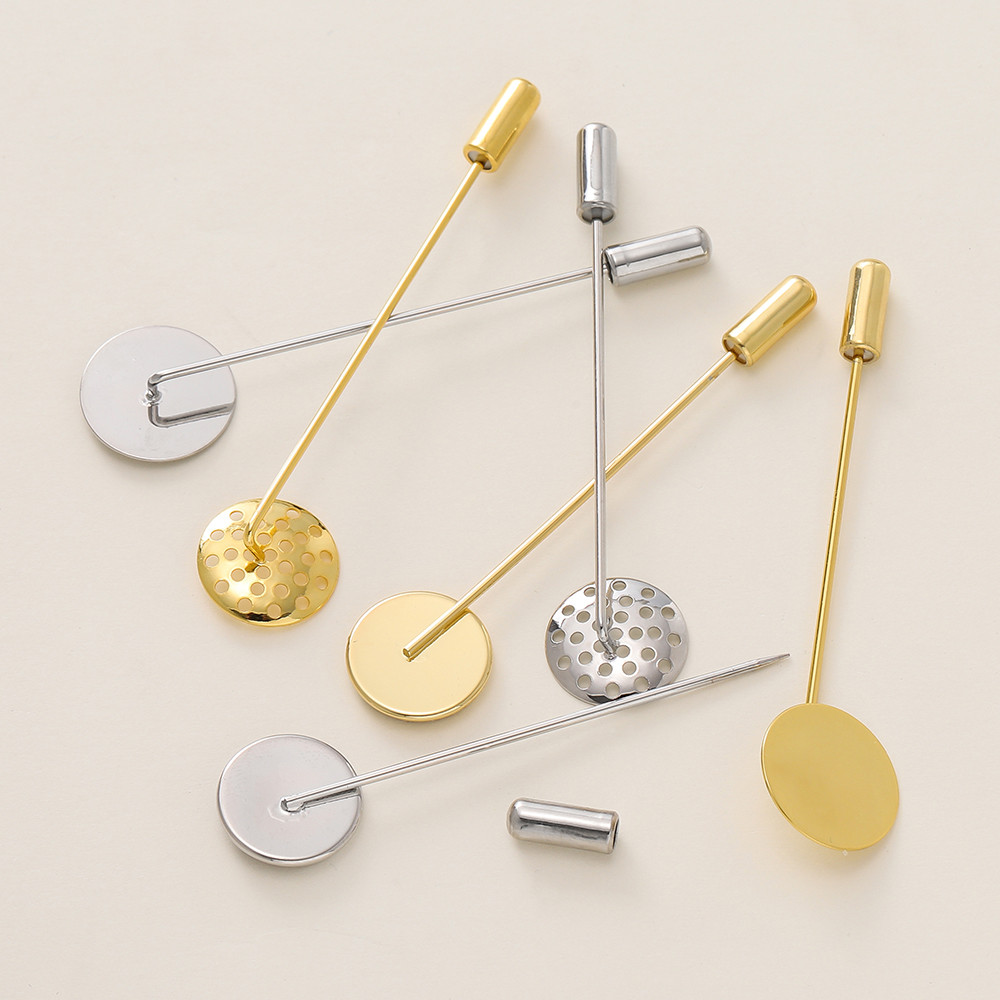 St. kunkka 1 ชิ้น ทองแดงบริสุทธิ์ 18K ทองคำจริง เข็มกลัดยาว ฐานเปล่า ถาด เข็มกลั