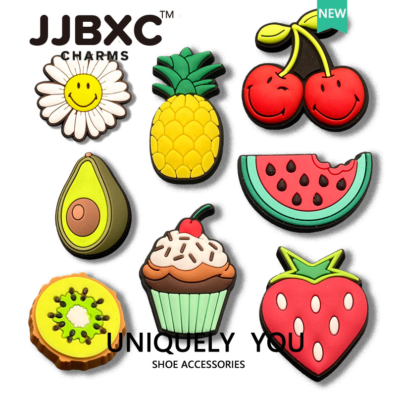 JJBXC charm จิบบิท ผลไม้รวม ตัวติดรองเท้าสับปะรด-แตงโม สำหรับหน้าร้อน DIY จิ๊บบิท charm