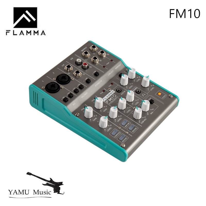 Flamma FM10 เครื่องผสมเสียงดิจิตอล 6 ช่องผสมคอนโซลการ์ดเสียงอินเทอร์เฟซ USB 48V Phantom Power สําหรั