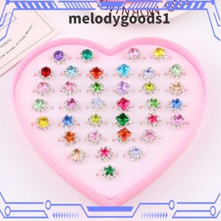MELODYGOODS1 36 ชิ้นแหวนเด็กของเล่น,เพชรน้ําปรับแหวนเพชรน้ํา…