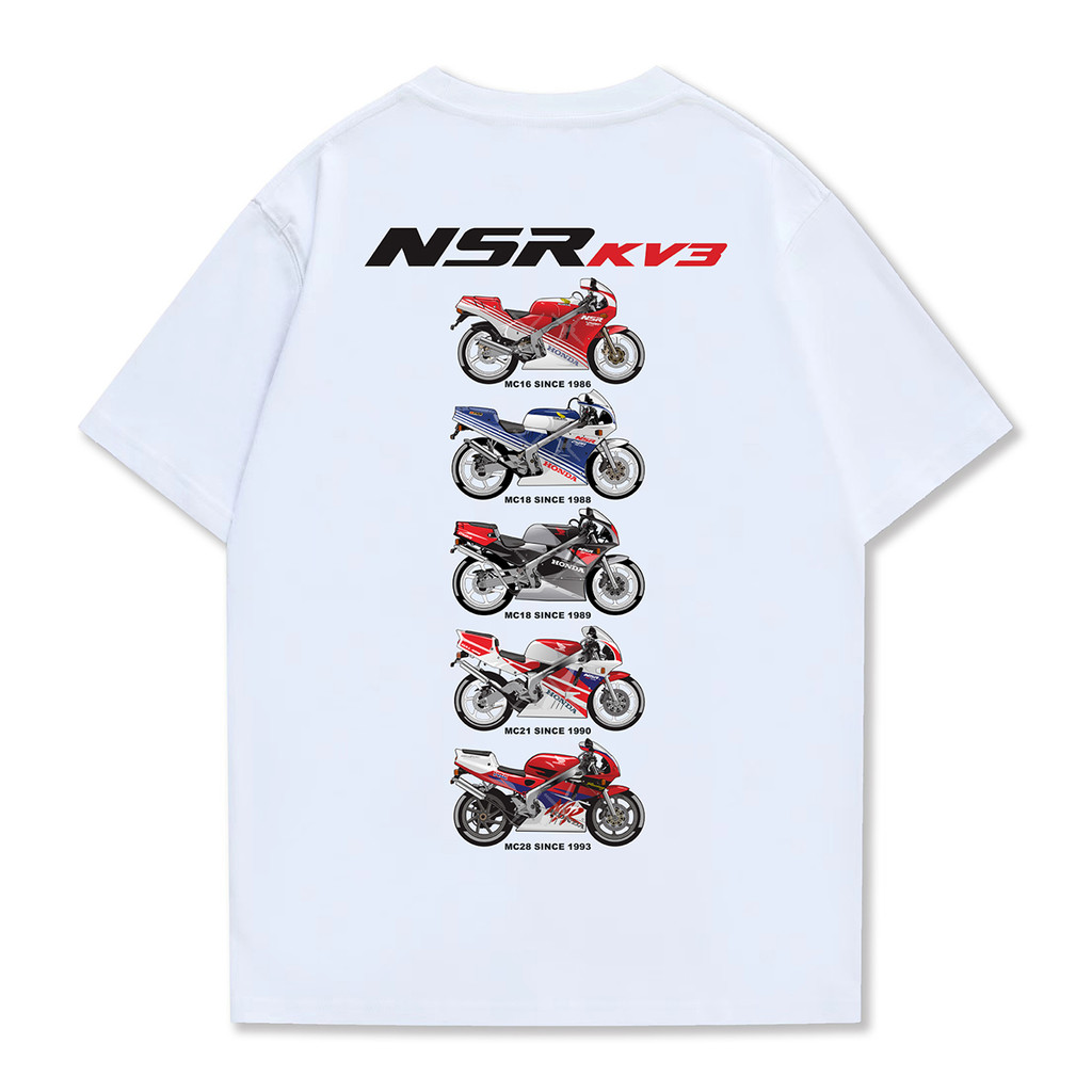ขายร้อน Honda NSR250R-KV3 Two Chong Locomotive Memories Cotton Crew Neck เสื้อยืดแขนสั้นลําลอง 418