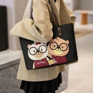 【พร้อมส่ง】miss bag fashion กระเป๋าถือ กระเป๋าสะพายข้าง กระเป๋าหนัง สไตล์เกาหลี แพค 2 ชิ้น