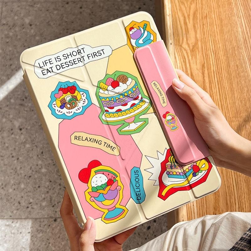 รูปตัว Y เคสแท็บเล็ต พับได้ case Air6 Air11 2024 Air5 Air4 Gen10 Gen9 Gen8 Gen7 เจน10 Pro11เคสสำหรับไอแพด ลายการ์ตูน
