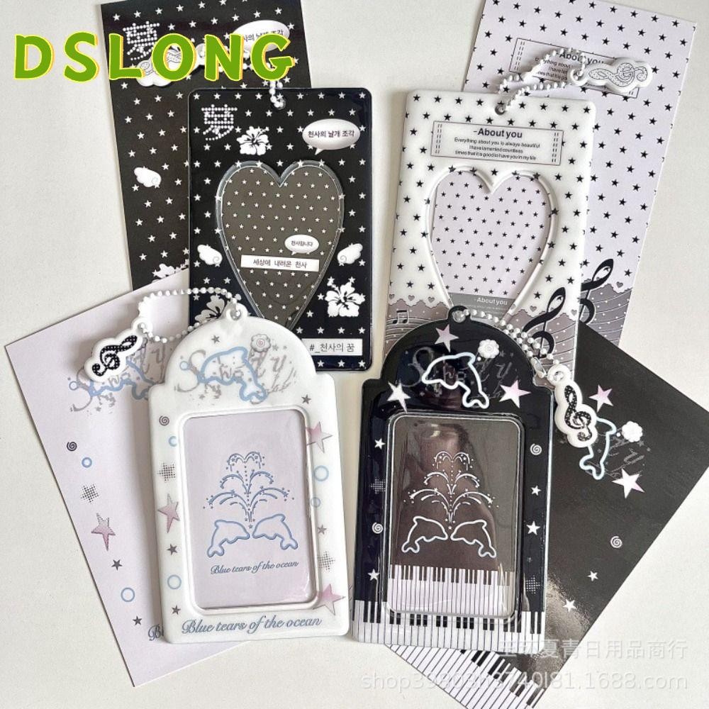 DSLONG กรอบรูปไอดอล, PVC Mini Kpop Photocard Holder, การ์ตูน Y2K สไตล์ผู้ถือบัตรของขวัญ