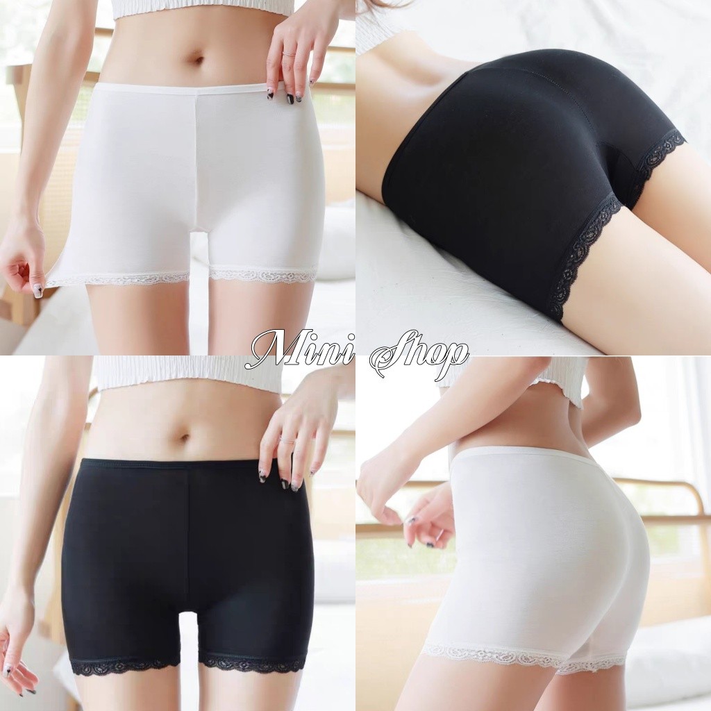 Mini shop🌸พร้อมส่ง🌸(KK7085) กางเกงขาสั้น เด็กผู้หญิง ซับใน ผ้าบางสีพื้น ขอบลูกไม้